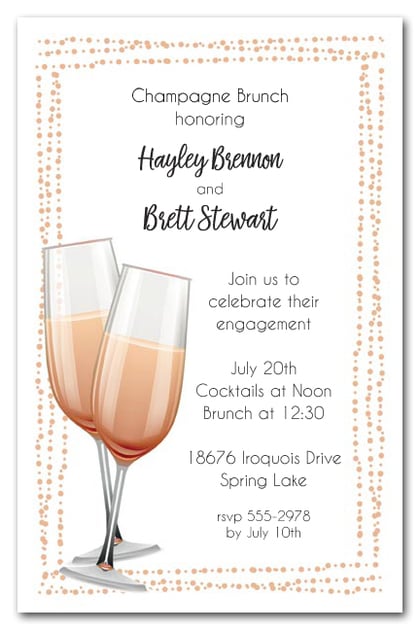 Peach Champagne Flutes Brunch & Luncheon Invitations