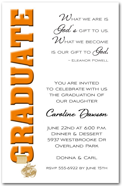 Graduation Invitations & Announcements: Orange Graduate & 2012 Tassel Charm