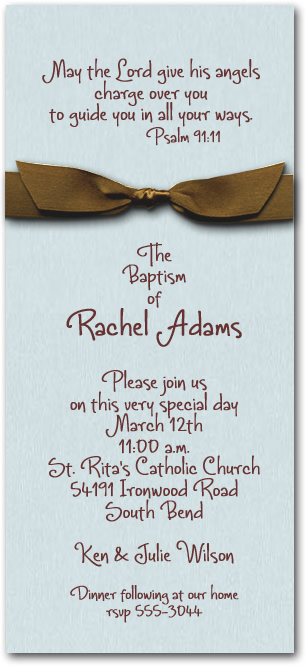 shimmery-baby-blue-baptism-invitation-wrapped-with-brown-bow