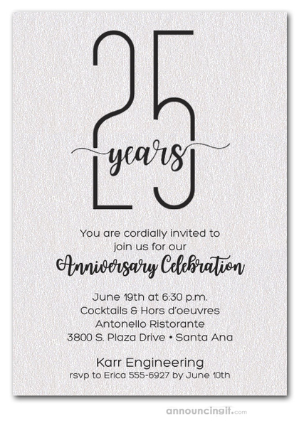 Slender Shimmery White Business Anniversary Party Invitations