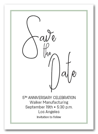 Green Border Business Save The Date Cards