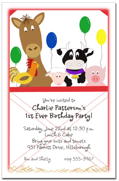 Barnyard Buddies Baby Shower Invitations