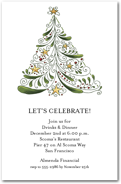 Abstract Christmas Tree Holiday Party Invitations