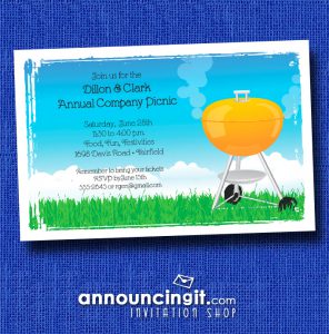 Orange Barbecue Grill Company Picnic Invitations at Announcingit.com