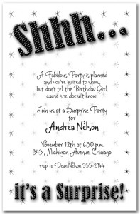 Shhh Black Dot Surprise Birthday Party Invitation