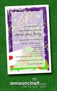 Carnivalesque Mardi Gras Party Invitations | See the entire collection at Announcingit.com