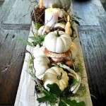 White Pumpkins Fall Table Centerpiece