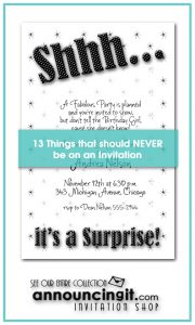 13 Things that should never be on a Party Invitation by Announcingit.com