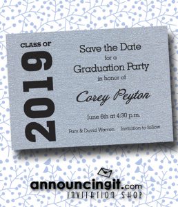 Shimmery Graduation Party Save the Date Cards at Announcingit.com