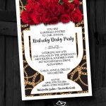 Vase of Roses on Black Kentucky Derby Party Invitations