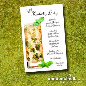 Tall Mint Julep Kentucky Derby Party Invitations. See our entire collection at Announcingit.com