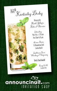 Tall Mint Julep Kentucky Derby Party Invitations.