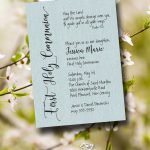 Shimmery Aquamarine Blue-First Holy Communion Invitations