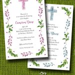 Pink or Blue Cross and Leaves Invitations