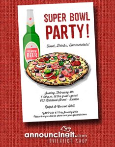 Pizza and Beer Super Bowl Party Invitations at Announcingit.com