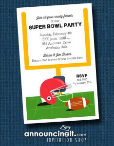 Red Football Helmet Super Bowl Party Invitations at Announcingit.com