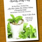 Sprigged Mint Juleps Kentucky Derby Party Invitations