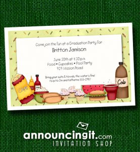 Barbecue Fixings Graduation Party Invitations at Announcingit.com