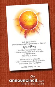 Tropical Sunset on Water Graduation Party Invitations at Announcingit.com