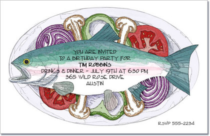 Dinner Party Invitation, Fish Dinner, Seafood Invitation at