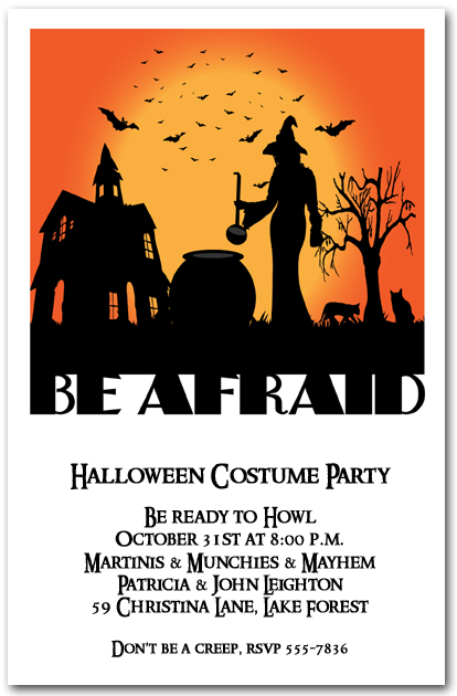 Be Afraid Witch Halloween Invitation