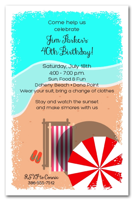 Chaise On The Beach Party Invitations