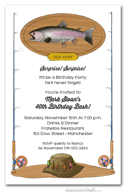 Fish on a Plaque Fisherman Theme Party Invitations