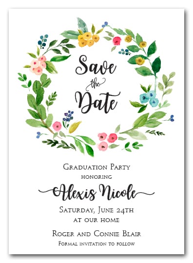 Donna Floral Wreath Save the Date Cards, Wedding Save the ...