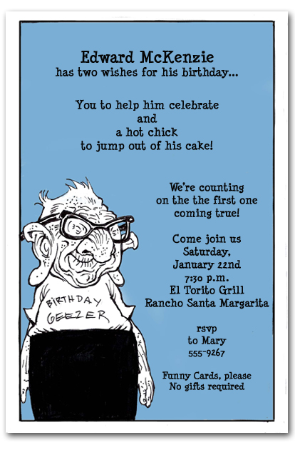 Geezer Guy Birthday Party Invitations, Over the Hill Invitations