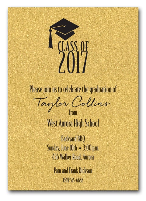 Shimmery Gold Graduation Party Invitations, Graduation Announcements