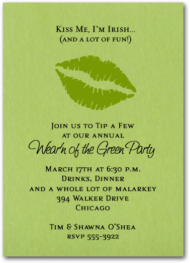 Kiss Me I'm Irish St. Patrick's Day Invitations