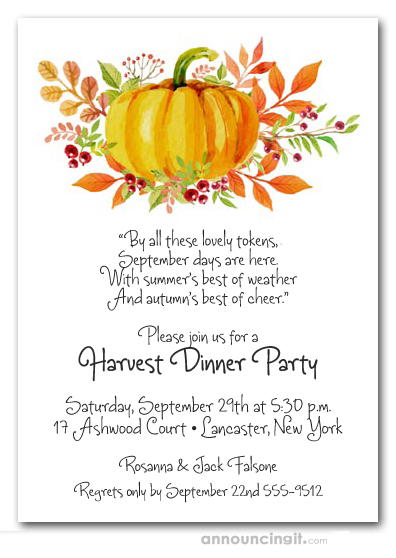 Pumpkin and Berries Fall Party Invitations