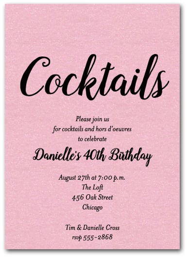 Shimmery Pink Cocktail Party Invitations