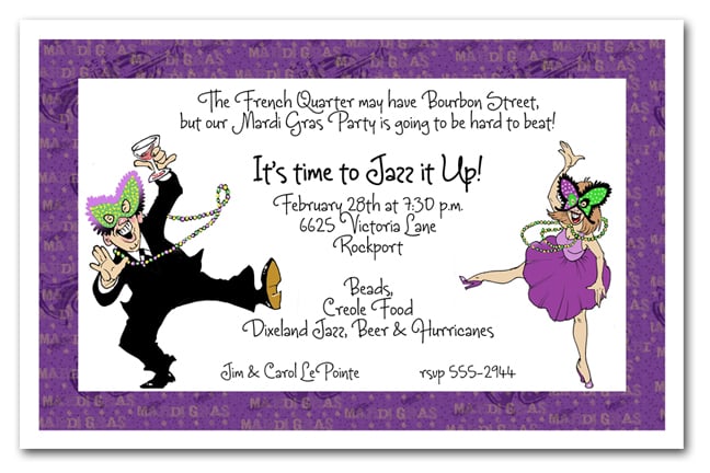 card x 50 90 template business Gras Mardi Mardi Dancing Gras Invitation, Couple Party