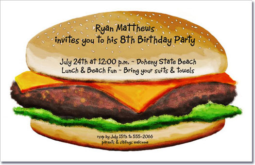 Hamburger BBQ Invitations, Outdoor Party
